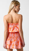 Addyson Strapless Smocked Waist Mini Dress - Orange/Pink