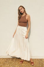 Fernanda Linen A-Line Maxi Skirt - White