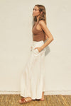 Fernanda Linen A-Line Maxi Skirt - White