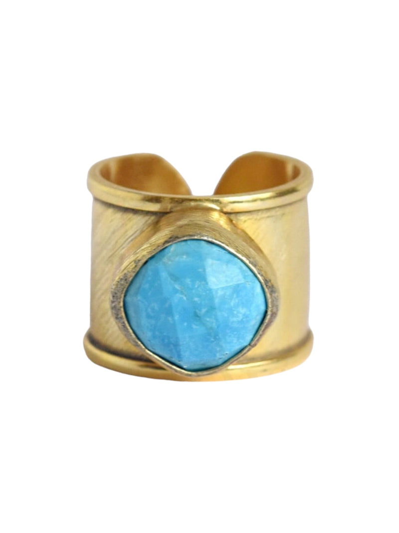 Bria Adjustable Stone Cuff Ring - Turquoise