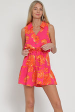 Chrissy Tropical Sleeveless Button Down Romper