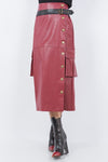 Cora Faux Leather Cargo Midi Skirt
