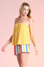 Erie Strapless Top - Yellow/Pink
