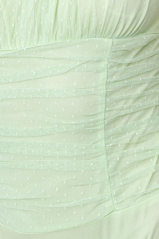 Diandra Shirring Detail Mesh Bodysuit