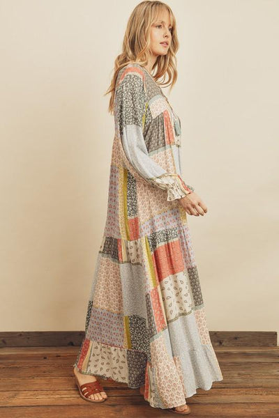 Shiloh Lined Boho Patchwork Maxi Dress – Girls Will Be Girls