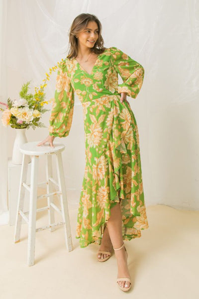 Noella High-Low Floral Wrap Dress (Cream) Big Hit Fashion Check us