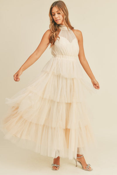 Mabila Ruffled Tulle Maxi Dress