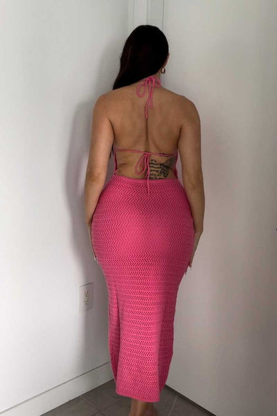 Skye Halter Open Tie Back Crochet Maxi Dress Girls Will Be Girls Skye Halter Open Tie Back Crochet Maxi Dress Girls Will Be Girls