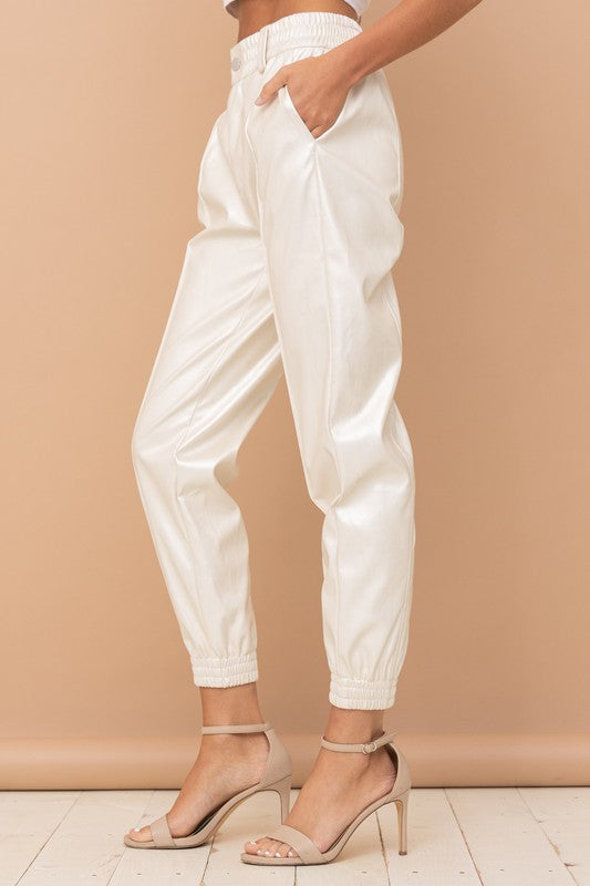 Wymond Pearl Faux Leather Jogger