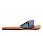 Stacy Square Front Twist Faux Leather Sandal - Blue/Grey
