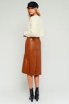 Betsy Faux Leather High Low Skirt - Camel