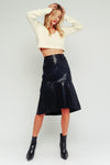 Betsy Faux Leather High Low Skirt - Black