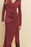 Stevie Plunging V-Neck Long Sleeve Tulip Hem Maxi Dress