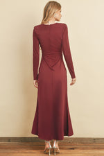 Stevie Plunging V-Neck Long Sleeve Tulip Hem Maxi Dress