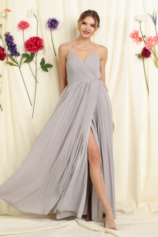 Yary Pleated Wrap Gown Maxi Dress