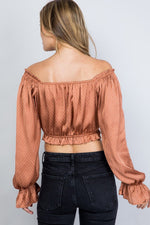 Dally Off the Shoulder Crop Top - Almond