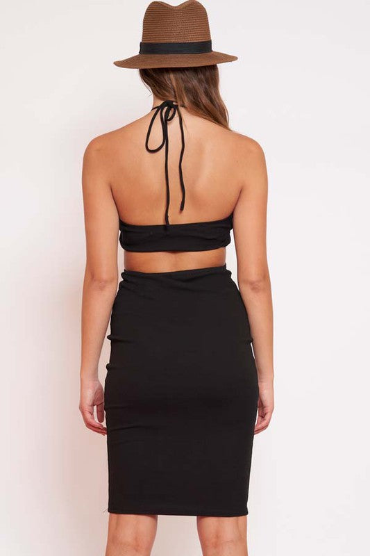Daisy Ribbed Halter Cut Out Midi Dress - Black Girls Will Be Girls Daisy Ribbed Halter Cut Out Midi Dress - Black Girls Will Be Girls