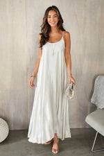 Lorena Satin Flowy Maxi - Silver