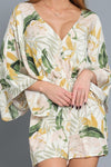 Paisleigh Kimono Sleeve Tie Back Romper - Ivory