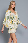 Paisleigh Kimono Sleeve Tie Back Romper - Ivory