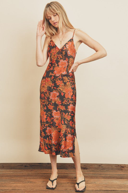 Jade Floral Satin Slip Midi Dress – Girls Will Be Girls