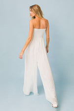 Coralie Strapless Pleated Jumpsuit - White