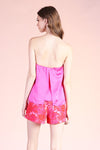 Erie Satin Strapless Top - Hot Pink