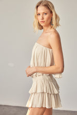 Ivy Tube Top Ruffle Romper  - Oatmeal