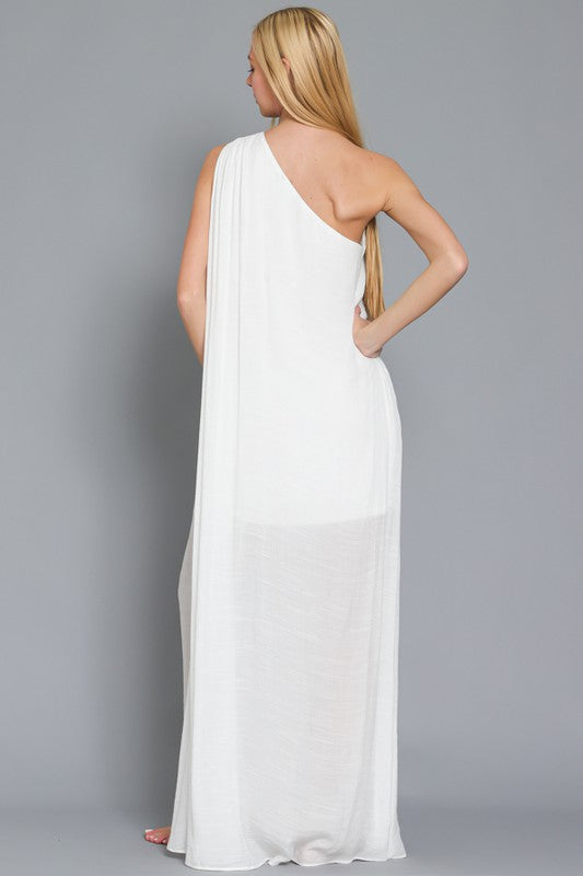 Amanda One Shoulder Maxi Dress - White