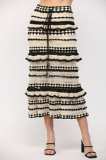 Cabo Crochet Ruffle Detail Top And Midi Skirt Set