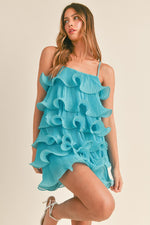 Katie Pleated Mini Dress - Aqua