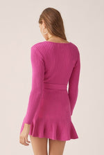 Nayla Ribbed Knit Waist Tie Mini Dress