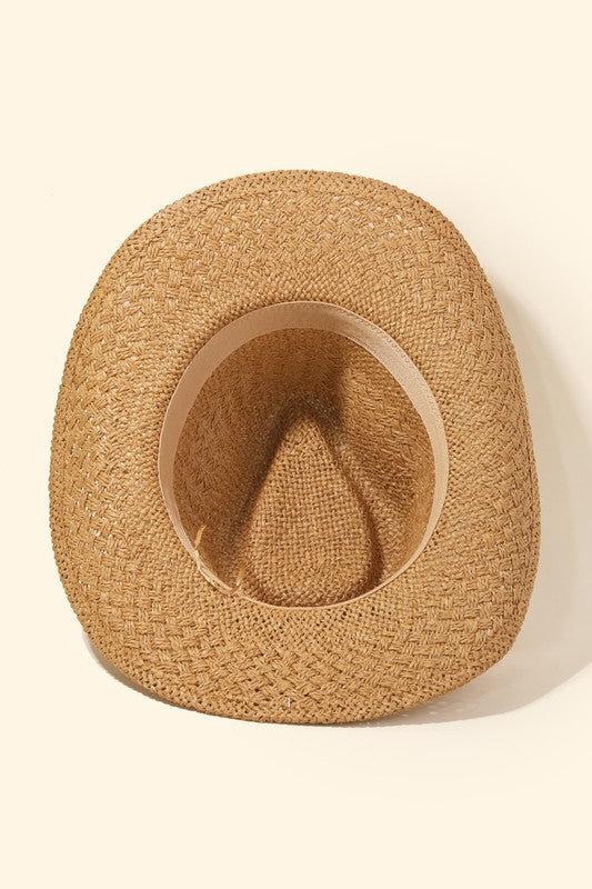 Kourtney Straw Braid Cowrie Shell Strap Fedora Hat