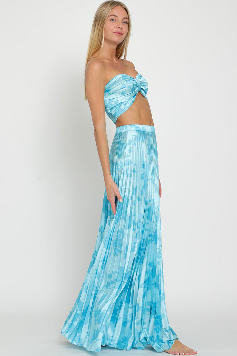 Kelley Floral Smocked Tube Top & Pleated Maxi Skirt Set