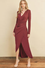 Stevie Plunging V-Neck Long Sleeve Tulip Hem Maxi Dress