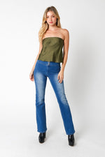 Charlie Strapless Relaxed Top - Olive