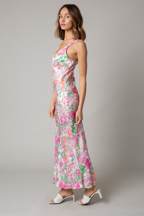 Sabrina Floral Slip Maxi Dress - Pink