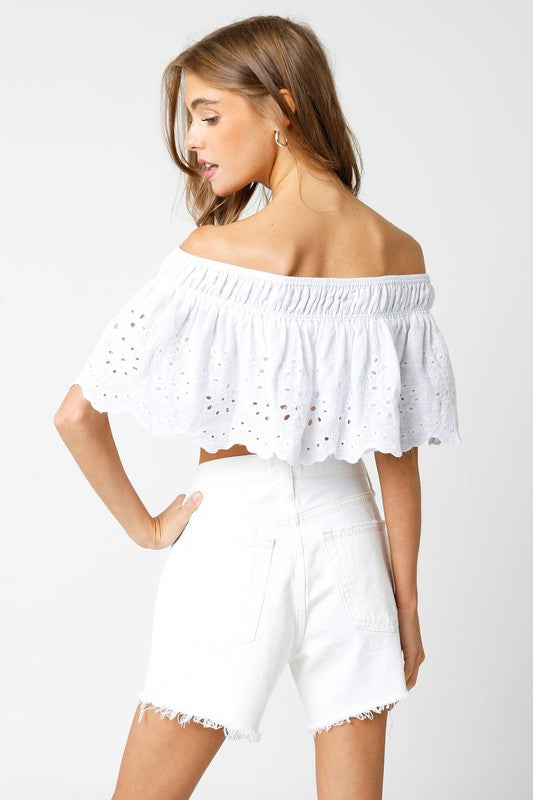 Lucie Off The Shoulder Eyelet Top
