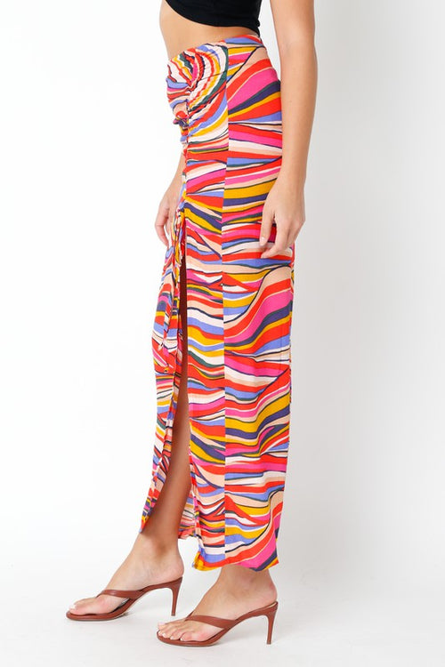 Malina Ruched Side Slit Maxi Skirt (See Matching Top)