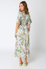 Amelia Kimono Plunge Neck Smocked Waist Maxi Dress - Multi Floral