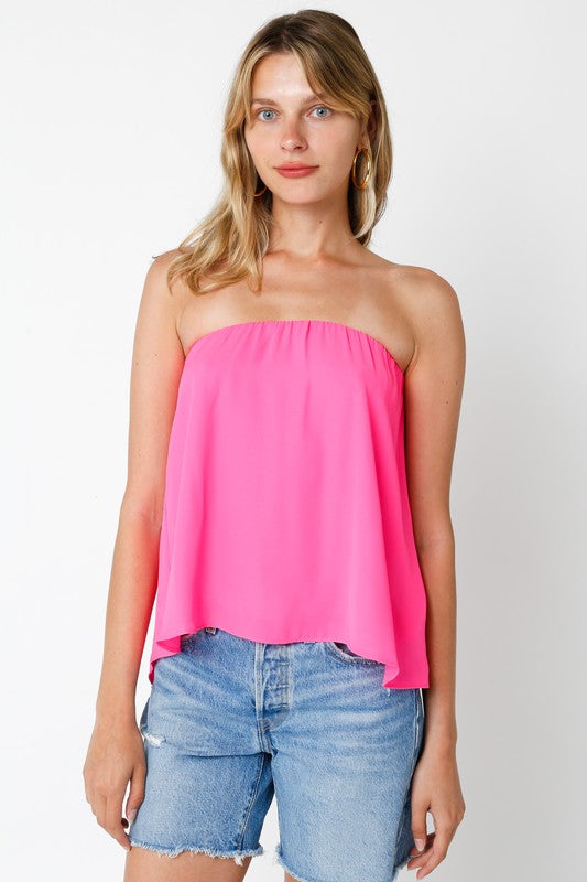 Neon Pink Classic Basic Crop Strapless Tube Top / One Size – CHLOÈ ECO  BOUTIQUE