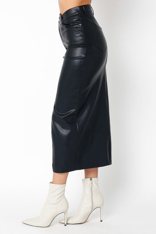 Aviana Faux Leather Midi Skirt