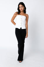 Darla Linen Strapless Top - White