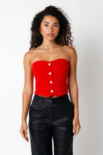 Taylor Strapless Corset Top - Red