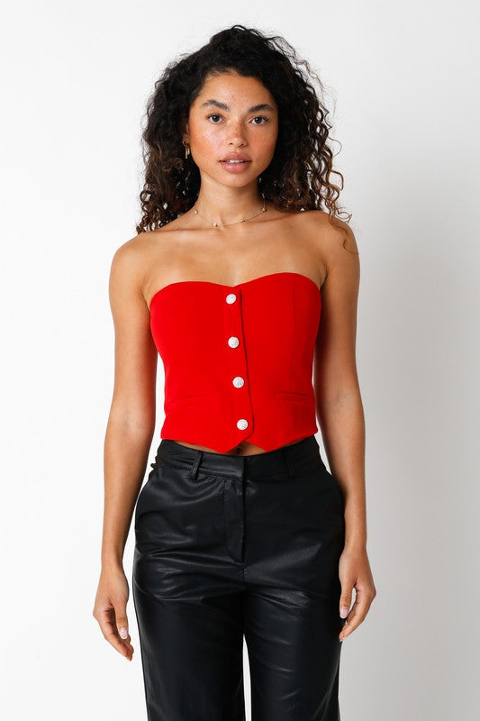 Taylor Strapless Corset Top - Red – Girls Will Be Girls