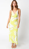 Sabrina Tropical Print Slip Maxi Dress - Lime