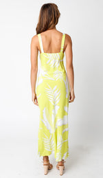 Sabrina Tropical Print Slip Maxi Dress - Lime