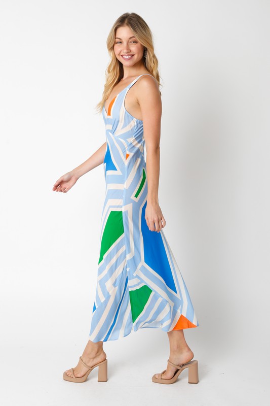 Sabrina Floral Slip Maxi Dress - GeoPrint