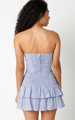 Luisa Pinstripe Linen Strapless Bustier Top