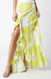 Hildee Floral Cascading Slit Maxi Skirt - Lime